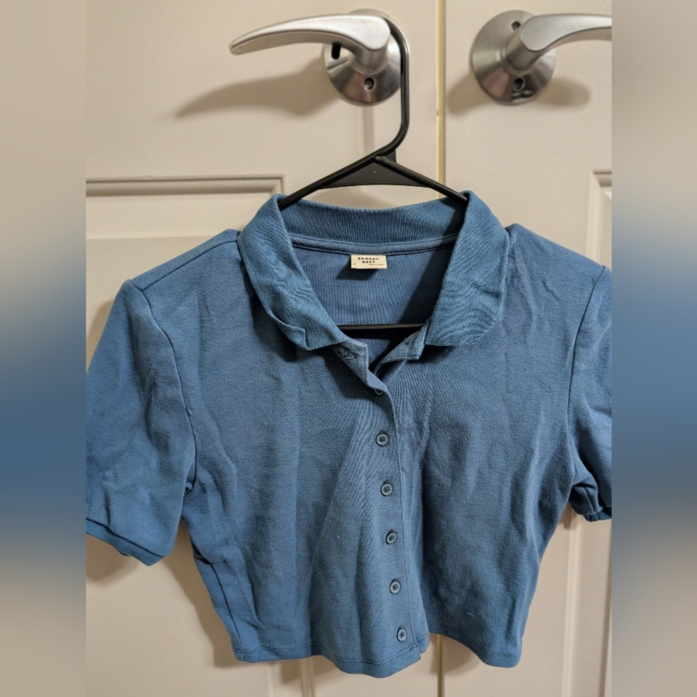 Sunday Best Aritzia Teal Ribbed Knit Top